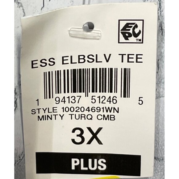 Style & Co Plus 3X Minty Turquoise Elbow Sleeve Tee Shirt 60% Cotton 40% Polyest - Picture 8 of 9